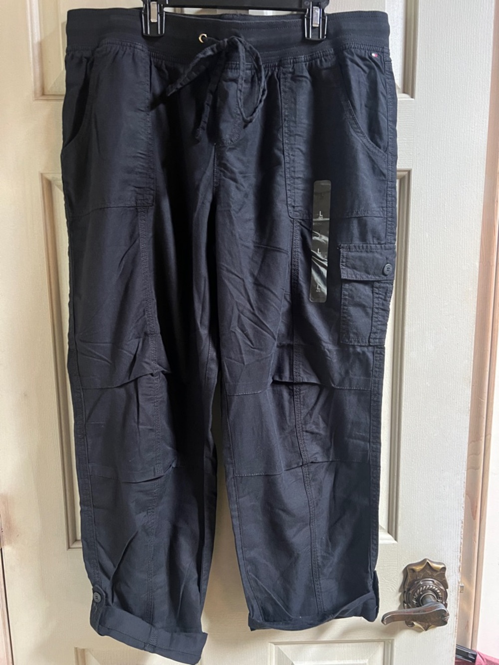 Tommy Hilfiger Black Soft Cargo Drawstring Pants